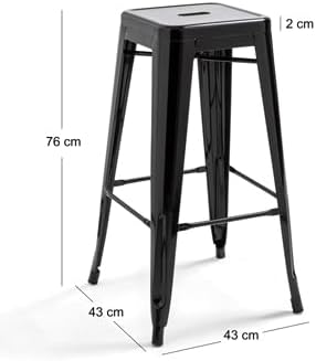 Oviala Lot de 4 tabourets de Bar en Acier Rouge Brillant - Nail Gallerys