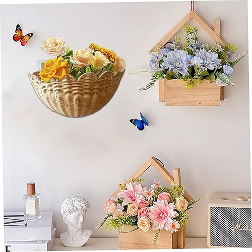 Panier suspendu en osier rustique 16x7x10 pouces avec bord festonné, rangement tissé mural pour les fruits, légumes, plantes et salle de bain/cuisine essentielle - Nail Gallerys