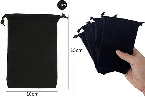 Pochettes de Serrage en Velours Noir, Lot de 5, Taille 10 x 15 cm - Idéales pour Bijoux, Cadeaux, Bonbons, Mariages, Porte-Clés - Sacs Réutilisables avec Cordon de Serrage en Satin, Protection et Élég - Nail Gallerys