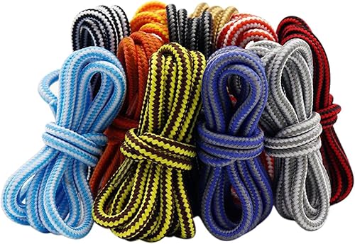 YUBAOLI Lacets Plats, Lacets Ronds Vintage en Polyester tissé à Rayures Bicolores de 0,45 cm for Baskets, Bottes et Chaussures de randonnée(Yellow-Coffee,180cm) - Nail Gallerys