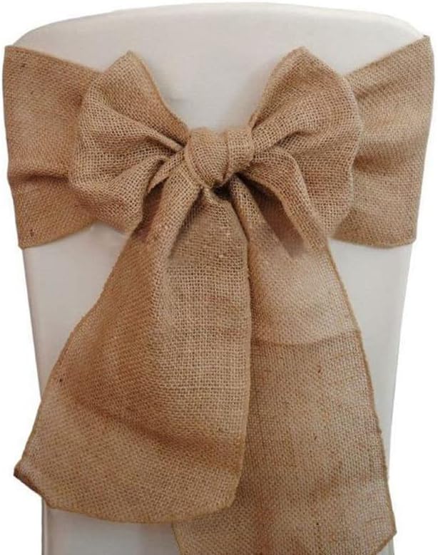 50 pcs Naturel Hesse Toile De Jute Chaise Ceintures Jute Chaise Noeuds Papillon pour Mariage Banquet Événement Hôtel Décoration - Nail Gallerys