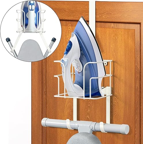 TJ.MOREE Support mural pour planche à repasser, Cintre de Repassage ou à poser sur une porte/une buanderie (blanc) - Nail Gallerys