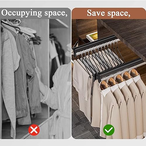 XINFAPAI 35cm, Tringle Penderie Coulissante, Placard Cintre À Suspendre Support Vêtements, Extractible Porte-Vêtements Réglable, Porte-Pantalons Coulissant, Facile À Installer - Nail Gallerys