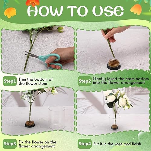 Grendly Lot de 6 grenouilles à fleurs rondes en laiton, porte-fleurs, vase Ikebana japonais, arrangement floral Kenzan, outils de fixation de fleurs - Nail Gallerys