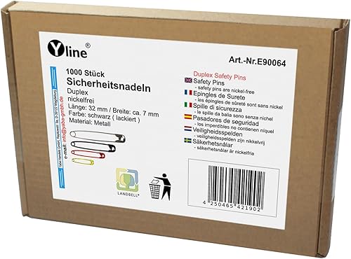 E90064 Lot de 1000 épingles de sécurité Noir env. 32 mm - Nail Gallerys