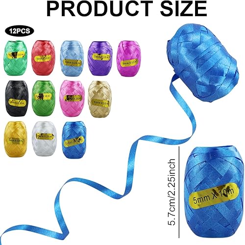 Lot de 12 rouleaux de ruban cadeau de 10 m par rouleau de ruban coloré pour mariage, fête, festival, décoration, artisanat, emballage cadeau, ballon fleuriste - Nail Gallerys