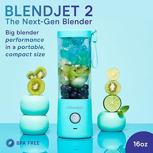 BlendJet Mélangeur portable pour smoothies et milkshakes – BlendJet 2 sans fil et petit mixeur personnel et petit mixeur sans fil, rechargeable par USB-C et autonettoyant, mini mélangeur de voyage - Nail Gallerys