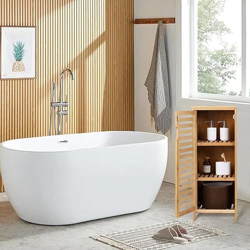 WAOHO Armoire de salle de bain en bambou - Buffet pour salon et salle de bain - Armoire de cuisine - Étagère sur pied (34 cm x 33 cm x 87 cm) - Nail Gallerys