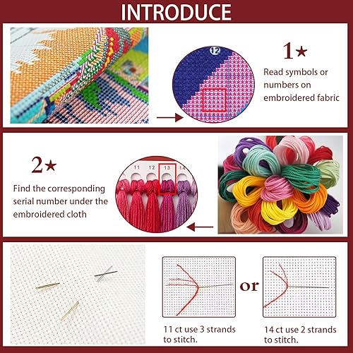artcici Kit de broderie au point de croix pré-imprimé animal mignon avec nature pour débutants – Kit de broderie à faire soi-même avec fils triés et motifs estampillés (renard café) - Nail Gallerys