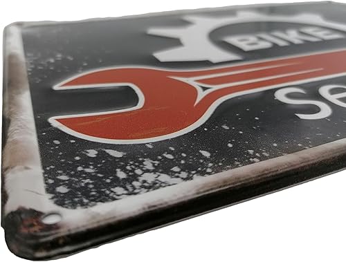 LUCKYLINDE Plaque en tôle avec inscription « Bike Service » - Panneau d'avertissement et de stationnement (20 x 30 cm) - Nail Gallerys