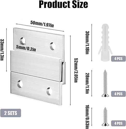 Lot de 2 paires de taquets français de 5,1 cm avec cadre en bois - Supports de fixation robustes en forme de Z pour miroir, tête de lit, rail, cadres artistiques, étagères de 5,1 cm - Nail Gallerys