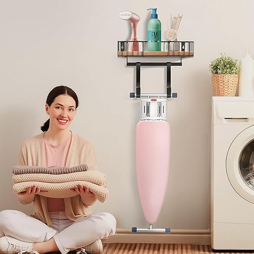 TJ.MOREE Support mural en métal pour planche à repasser, décoration de buanderie et rangement avec grand espace de rangement, noir - Nail Gallerys