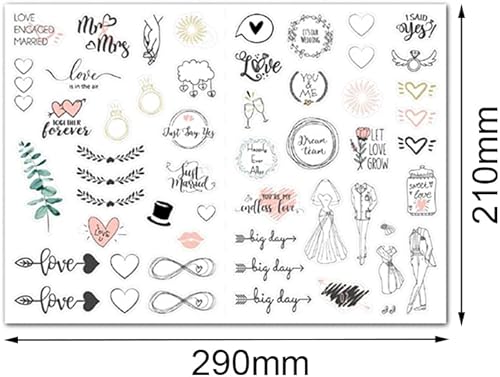 Gotetiso 8 Feuilles Stickers Mariage Autocollants Livre d'or Mariage Jolis Vintage Autocollants Album Photos Mariage Scrapbooking Mariage Stickers Bricolage Cartes Décoration de Mariage 230 Schémas - Nail Gallerys
