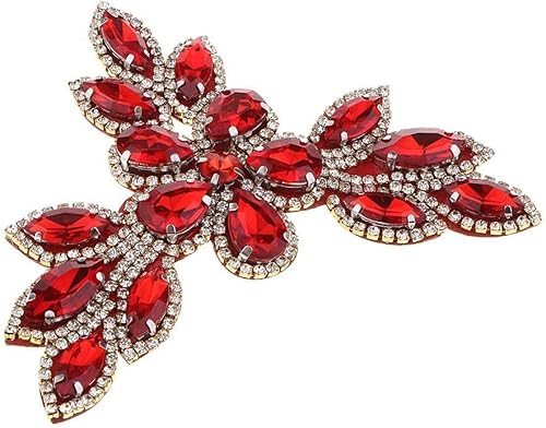 Appliques strass à coudre avec fond transparent à dos plat Rouge - Nail Gallerys