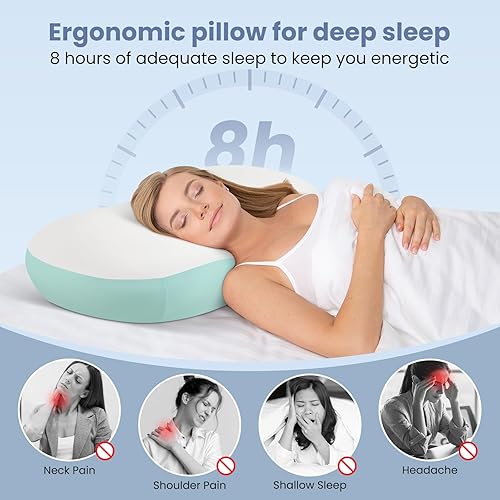 JINXIA Oreiller en Forme de Nuage en Mousse à Mémoire de Forme, Oreiller Cervical Orthopédique pour Douleurs aux épaules, Oreiller de Soutien du Cou pour Dormeurs sur Le Côté,Le Dos,Le Ventre - Nail Gallerys