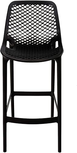 CLP Lot De 2 Tabourets de Bar Air en Plastique I Chaise Haute Intérieur Extérieur avec Dossier Et Repos-Pieds, Couleur:Gris foncé - Nail Gallerys