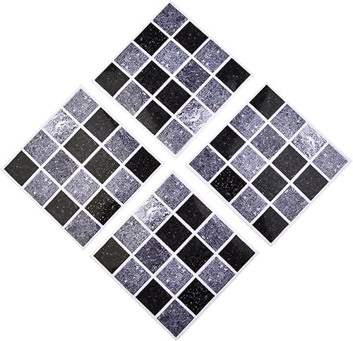 Ranrao Lot de 40 autocollants muraux pour carrelage mural - Effet marbre noir et gris - Carrés autocollants - Étanches - Pour salle de bain et décoration d'intérieur - Nail Gallerys