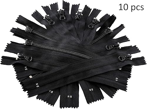 AERZETIX - C61180 - Lot de 10 Fermeture éclair invisible 75 cm Séparables N°5 - fermeture à glissière crémaillère - couleur: noir - pour maroquinerie robe jupe couture mercerie - Nail Gallerys