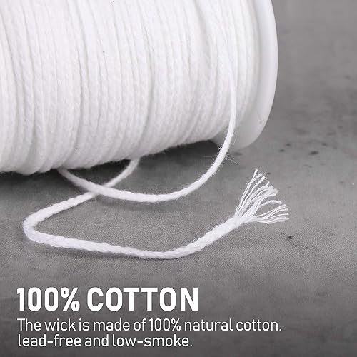 Mitening 200 Pieds Meche de Bougie, Mèche de Remplacement en Coton Mèche Tressée en Coton Mèche de Lampe à Huile Ronde Mèche de Bougie pour Lampes à Huile et Bougies, DIY Fabrication de Bougies à Main - Nail Gallerys