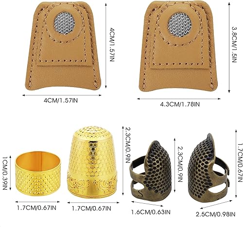 6 Pièces Dé à Coudre Anneau de Couture en Métal Réglable Protège Doigts en Cuir pour la Couture en Tricot au Point de Croix - Nail Gallerys