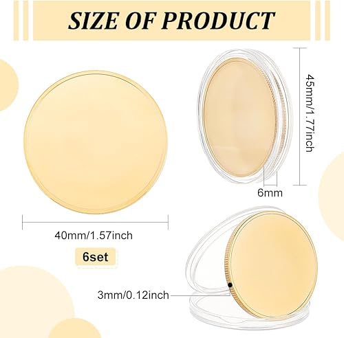 BENECREAT Pièces de Défi Vierges, Disques Ronds, Pièce D'Estampage en Métal Vierge avec Boîte de Protection en Acrylique pour Gravure Laser, Médailles Souvenirs de Bricolage - Nail Gallerys