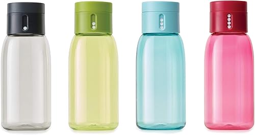 Joseph Joseph - Dot - Bouteille Intelligente en Plastique avec Couvercle Anti-Fuite et Indicateur d'Hydratation- Sans BPA (sans bisphénol A) - 400 ml - Gris - Nail Gallerys
