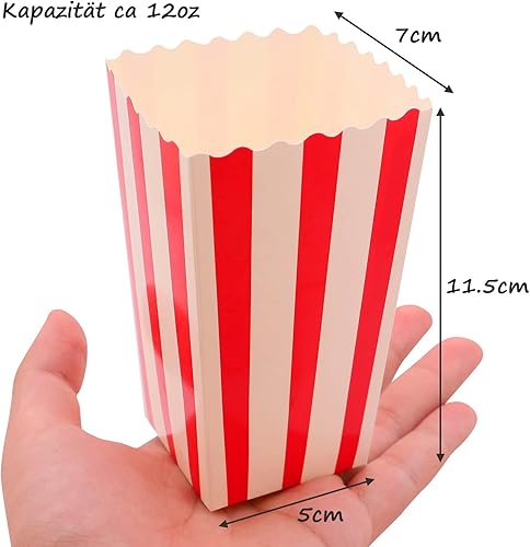 Lot de 48 sachets à pop-corn à rayures Rouge/blanc - Style rétro américain - Pour grignoter, pour les bonbons, les cinéma, les fêtes et les anniversaires - Nail Gallerys