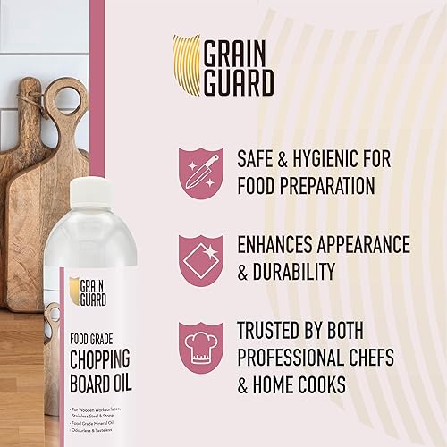 GRAIN GUARD Huile pour Planche à Découper | 500ml | Huile Minérale Alimentaire | Idéale pour Planches à Découper en Bois, Surfaces en Acier Inoxydable et en Pierre | Inodore et Insipide - Nail Gallerys