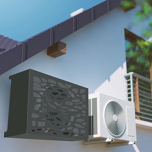 Cache Clim Résistant Climatisation Coffre Climatiseur Mural Aluminium Composite (Motif Pierres, Moyen Anthracite) - Nail Gallerys