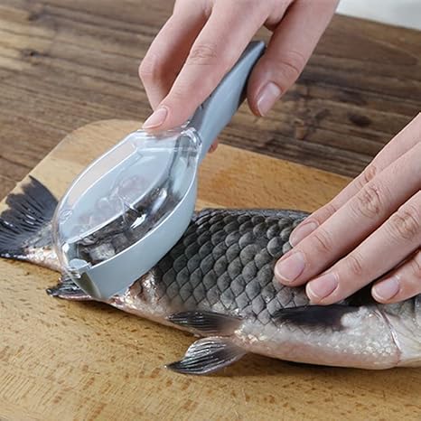 Détartreur de poisson rapide - Outil de détartrage de poisson - Brosse de nettoyage - Grattoir à peau de poisson - Brosse en plastique - Grattoir facile à nettoyer - Bleu - Nail Gallerys