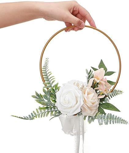 Couronne florale de mariage pour demoiselles d'honneur, couronne de fleurs artificielles tenant des fleurs pour demoiselles d'honneur, couronne florale pour fête prénuptiale, cérémonie d'anniversaire - Nail Gallerys