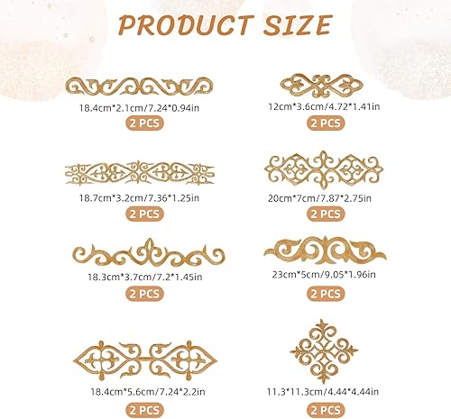 Let'S In Style 16 patch Thermocollant à Motif Fleur Dorée Fleur Broderie Patch Applique à Coudre pour la Réparation et la Décoration de Robes de Mariée Idéale pour la Couture de Vêtements Costumes - Nail Gallerys