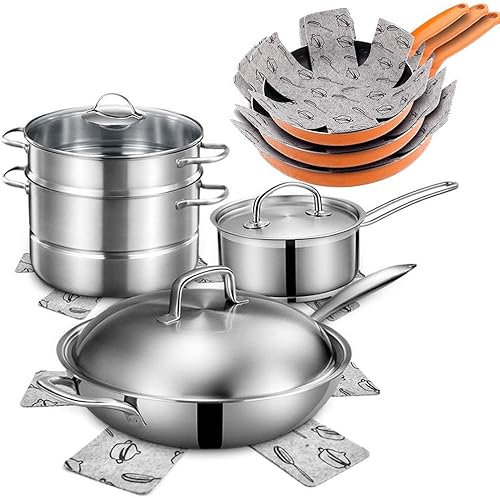 Poêle et Pot protecteurs 12 pcs Feutre rembourré Imprimé Premium Coussinets d'intercalaire séparé et protéger Les Surfaces de Votre Cuisine pour éviter Les Rayures par Xutong - Nail Gallerys