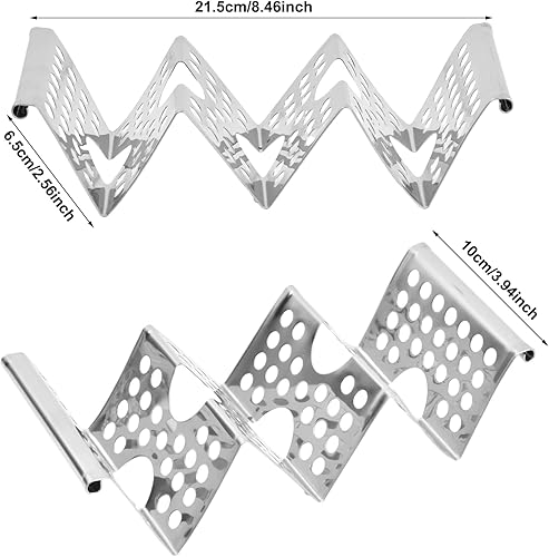 Wisebom Lot de 6 supports à tacos en acier inoxydable avec poignées, support ondulé, support pour taco, plaques de taco, plaques de taco, plaques de taco, support pour tortilla, passe au - Nail Gallerys