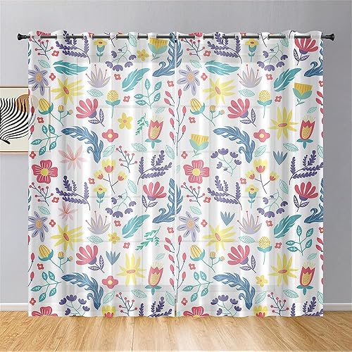 ENEN Rideaux Voilage Translucides, Printemps 3D Rideau Voilage Lot de 2 Rideaux avec Oeillets pour Salon - Voilage Fenetre Moderne Panneaux de Rideaux Intérieurs (140x244cm,C) - Nail Gallerys