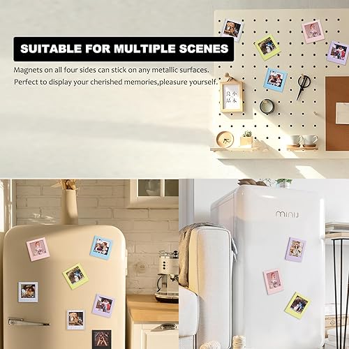Lot de 6 cadres photo magnétiques carrés pour réfrigérateur, cadres photo magnétiques colorés pour Instax Square SQ40/SQ1/SQ20/SQ10/SQ6/SP-3, pour photos de 7,1 x 8,6 cm - Nail Gallerys