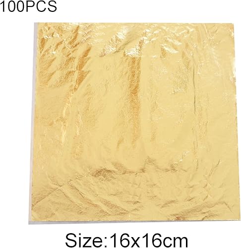 lumcov 100 Feuille D'or Imitation,Feuilles Imitation Feuille d'Or pour les Arts,la Décoration de Meubles(16x16cm) - Nail Gallerys