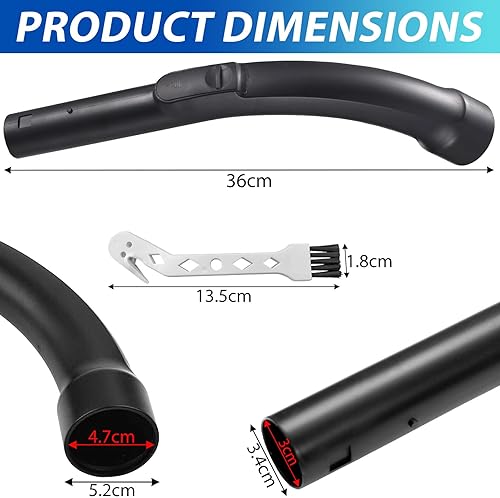 Poignée compatible avec les aspirateurs Miele avec brosse - Pièce de rechange - Tube de poignée de 35/47 mm de diamètre - Accessoire pour aspirateur Miele S8 S6 S5 S4 S2 S1 C1 C2 C3 H1 Complete - Nail Gallerys