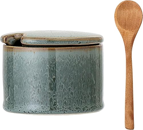 Bloomingville Pot avec couvercle et cuillère, Pixie, Vert, Céramique - Nail Gallerys