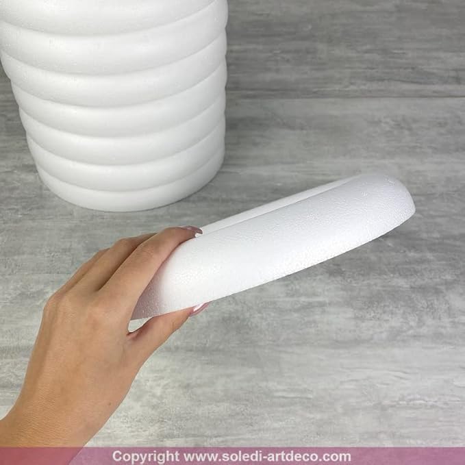 Lot de 5 Demi Anneaux de 25 cm en Polystyrène, Couronne à Dos Plat de 3.6 cm de Haut - Nail Gallerys
