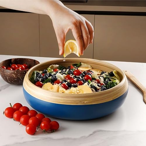 Jungle Culture® Bol en Bambou de Taille Moyenne Blanc • Saladier en Bambou • Bol à Fruits en Bois Fait à la Main, Vaisselle Écologique, Bol pour Aliments au Design Terrazzo • Cadeau Écologique - Nail Gallerys