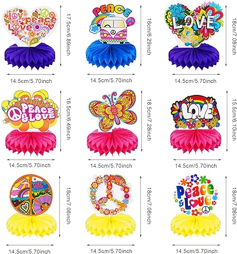 Zythem 9 Pièces Décoration en nid D'abeille Hippie Décoration en nid D'abeille Vintage pour Fête D'anniversaire 60 ' s 70 ' s Hippie Thème Décorations de Table - Nail Gallerys