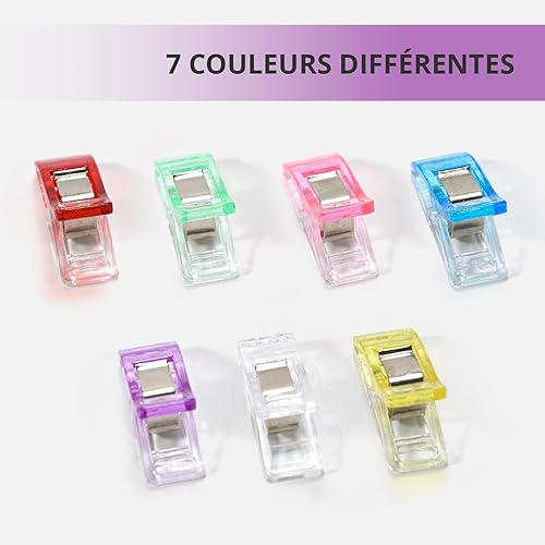 Pinces à Coudre Lot de 50 Pinces à Tissu pour Couture, Pinces à Coudre, Pinces à Tissu, Pinces à Coudre Multifonctions en Plastique, pour Couture, Quilting, Crochet (2.7 x 1 x 1.5 cm) - Nail Gallerys