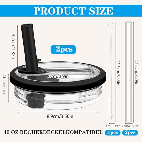 Couvercles de Remplacement pour Gobelets, 2 Pièces Couvercle Anti-Fuite avec Paille, 40oz Stanley Cup Couvercle Étanche, Couvercle Stanley Cup Etanche, Accessoire Tumbler Flip Straw (Beige) - Nail Gallerys