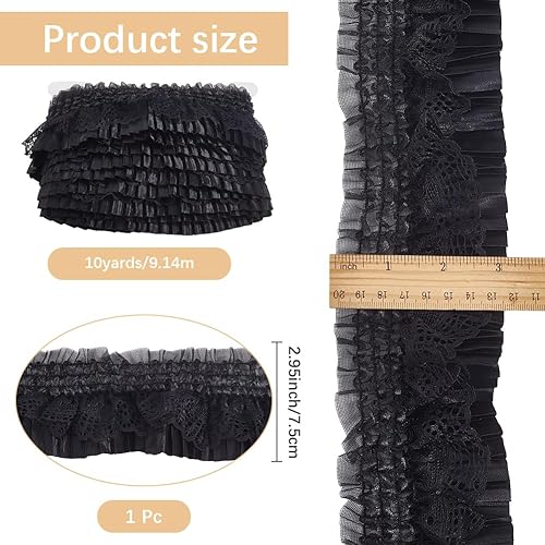 CABODYALS 9.14 m de Bordure en Dentelle Plissée Élastique Blanche à Volants Froncés Bordures Vintage Dentelles Extensibles Florales Bordure en Maille Rubans de Satin pour la Couture la Fabrication de - Nail Gallerys