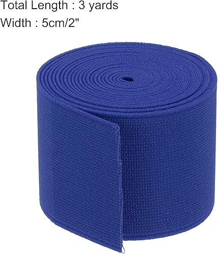 QUARKZMAN Bandes Élastiques pour la Couture Double Face 5cm(2') 3 Yards/8Ft Bande Élastique Bleue Tricot Haute Élasticité pour Perruques, Ceinture, Pantalons - Nail Gallerys