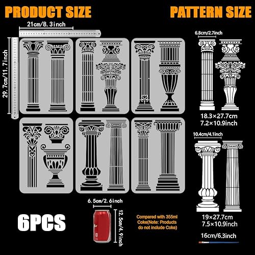 FINGERINSPIRE 6Pcs Pochoirs Égyptiens pour la Peinture Au Pinceau 21x29.7cm Pochoir D'Architecture Ankh Réutilisable Pochoir à Motifs Évidés de Symboles Égyptiens Pochoir Pet sur Le Thème de L'Egypte - Nail Gallerys