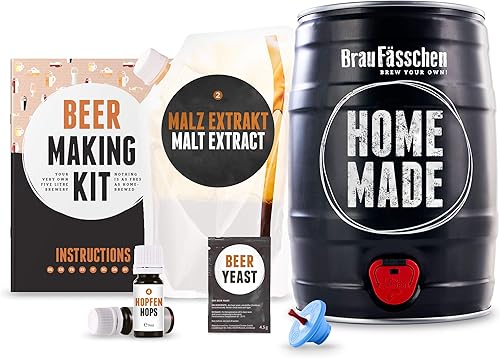 Braufässchen Kit de Brassage de bière Blanche à Faire soi-même - dans Un fût de 5 l - Une délicieuse bière brassée en 7 Jours pour Homme - Nail Gallerys