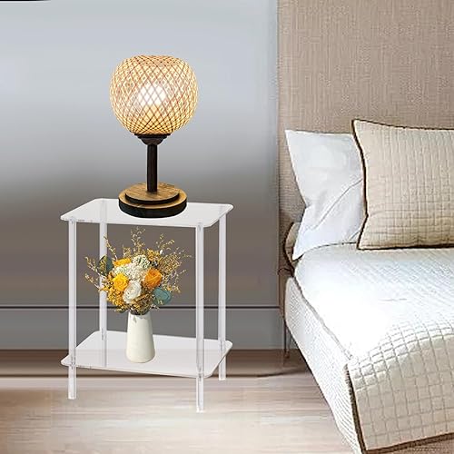 JISADER Petite table en acrylique, petite table de chevet transparente, avec compartiment de rangement, table d'appoint transparente, petite table en acrylique, 40 cm x 30 cm x 50 cm, pour salon, - Nail Gallerys