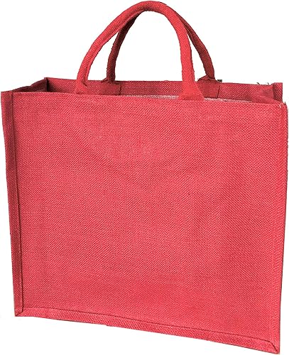 Grand sac de courses en toile de jute rouge de haute qualité pour la Saint-Valentin, Noël - Nail Gallerys